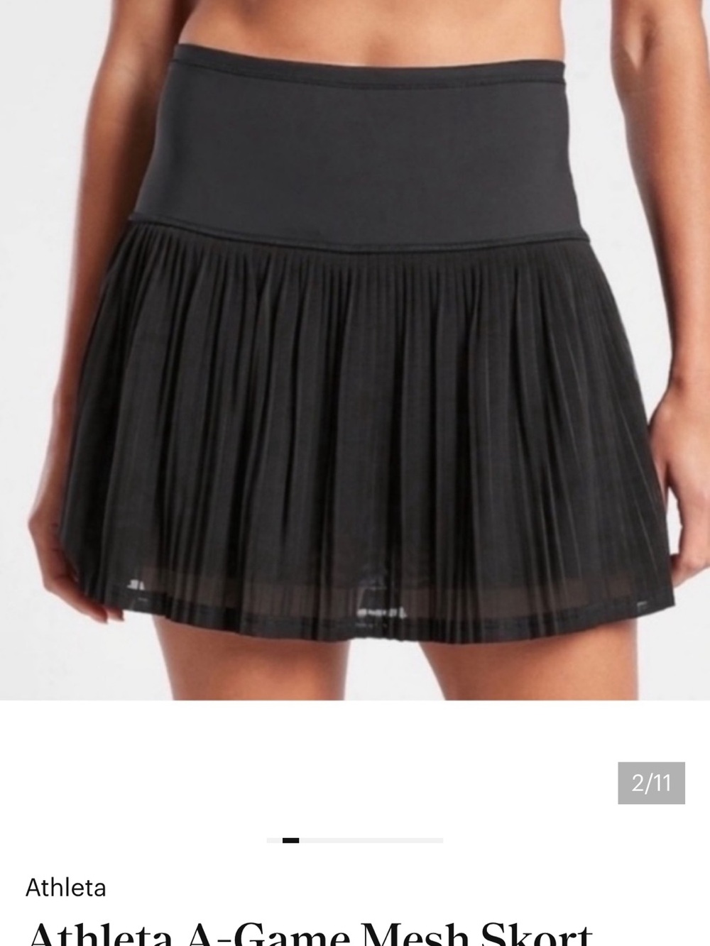 Athleta Black Pleated Mesh Skort